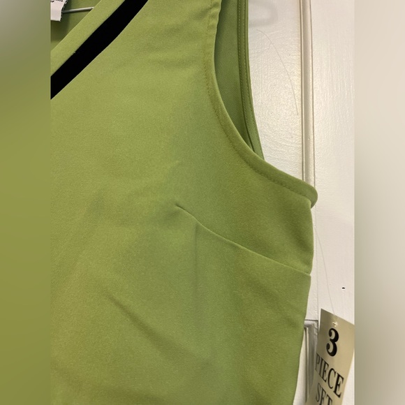 NWT Sag Harbor Lime Green/Black trim Jacket Size Petite 10 with sleeveless top - Picture 9 of 12